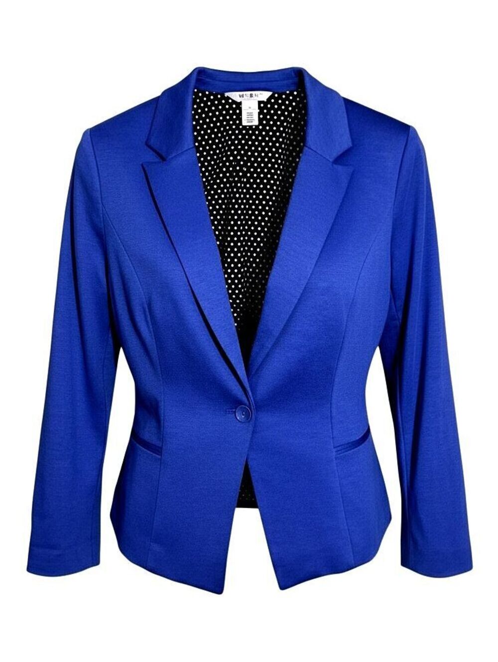 WHBM Womens (14) Royal Blue 1-Button Career Blazer Jacket w/ Polka Dot Lining
